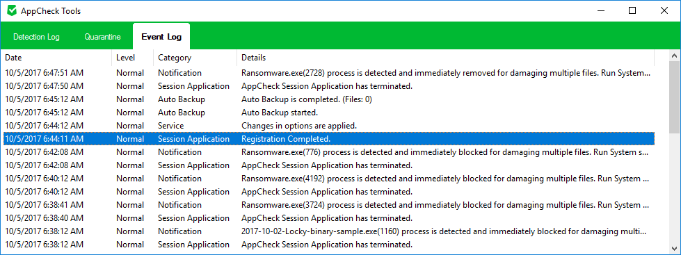 Image - Log pop-up menu